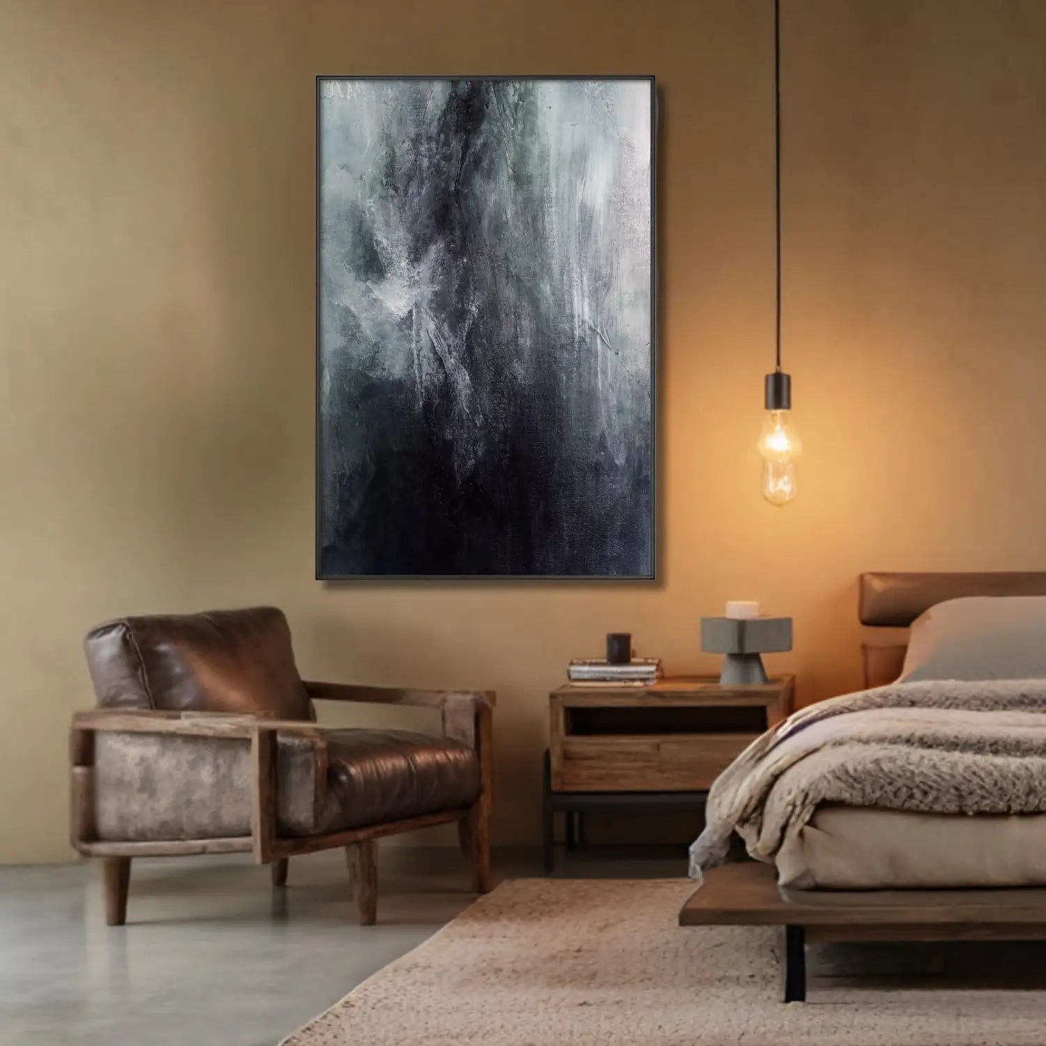 Serenidad: Arte mural abstracto moderno para interiores con un toque melancólico