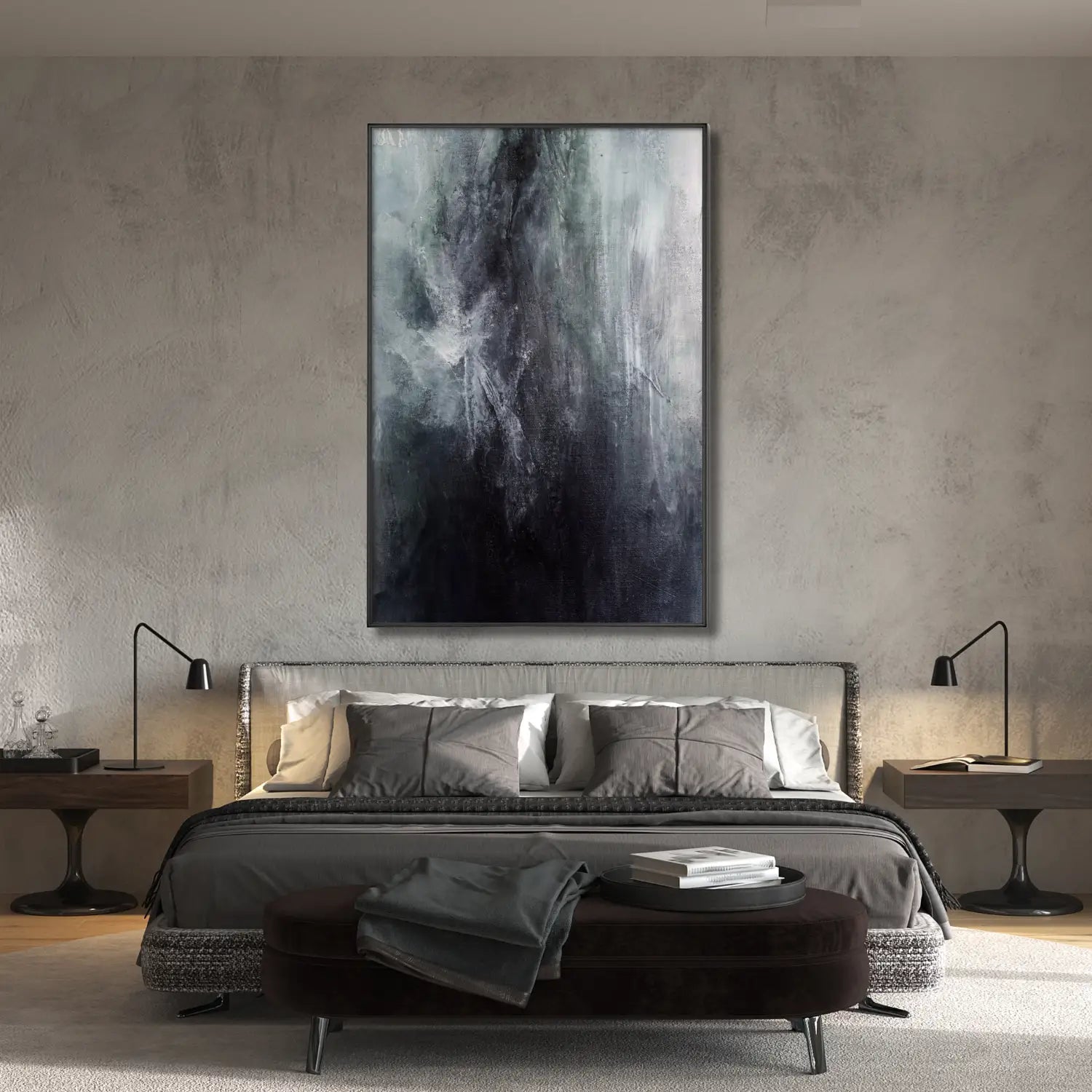 Serenidad: Arte mural abstracto moderno para interiores con un toque melancólico