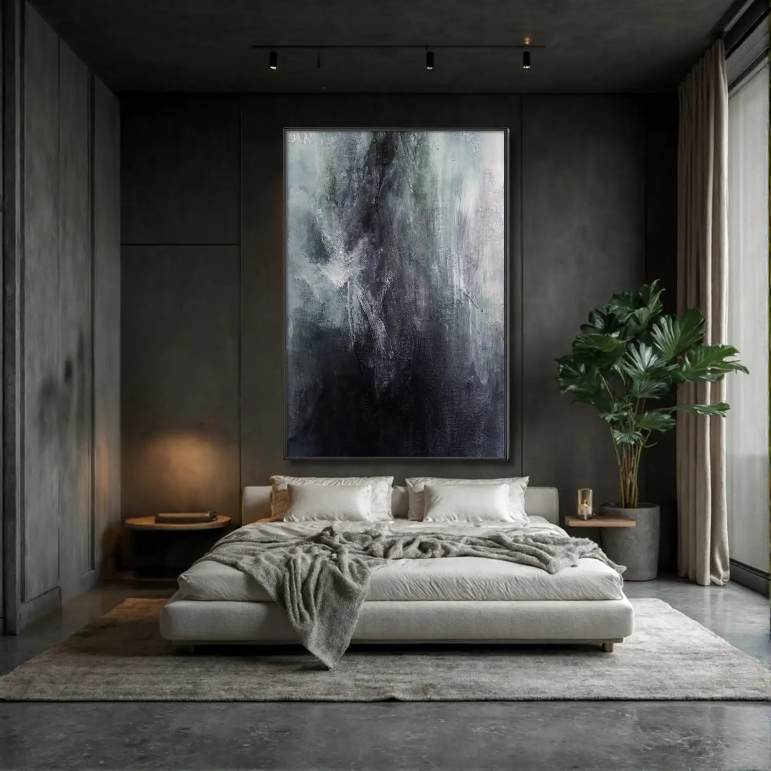 Serenidad: Arte mural abstracto moderno para interiores con un toque melancólico