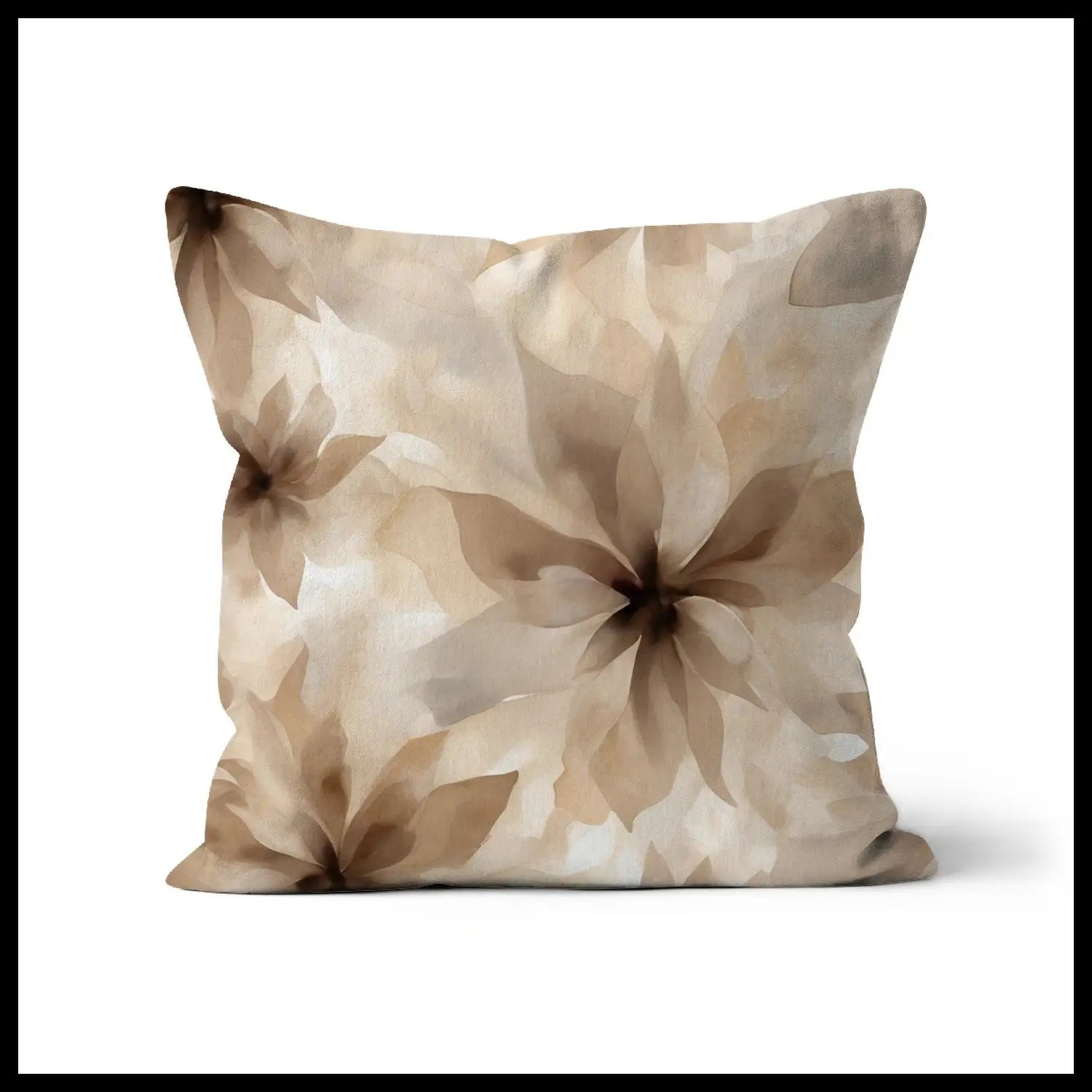 Solace - Floral linen throw pillow in tan