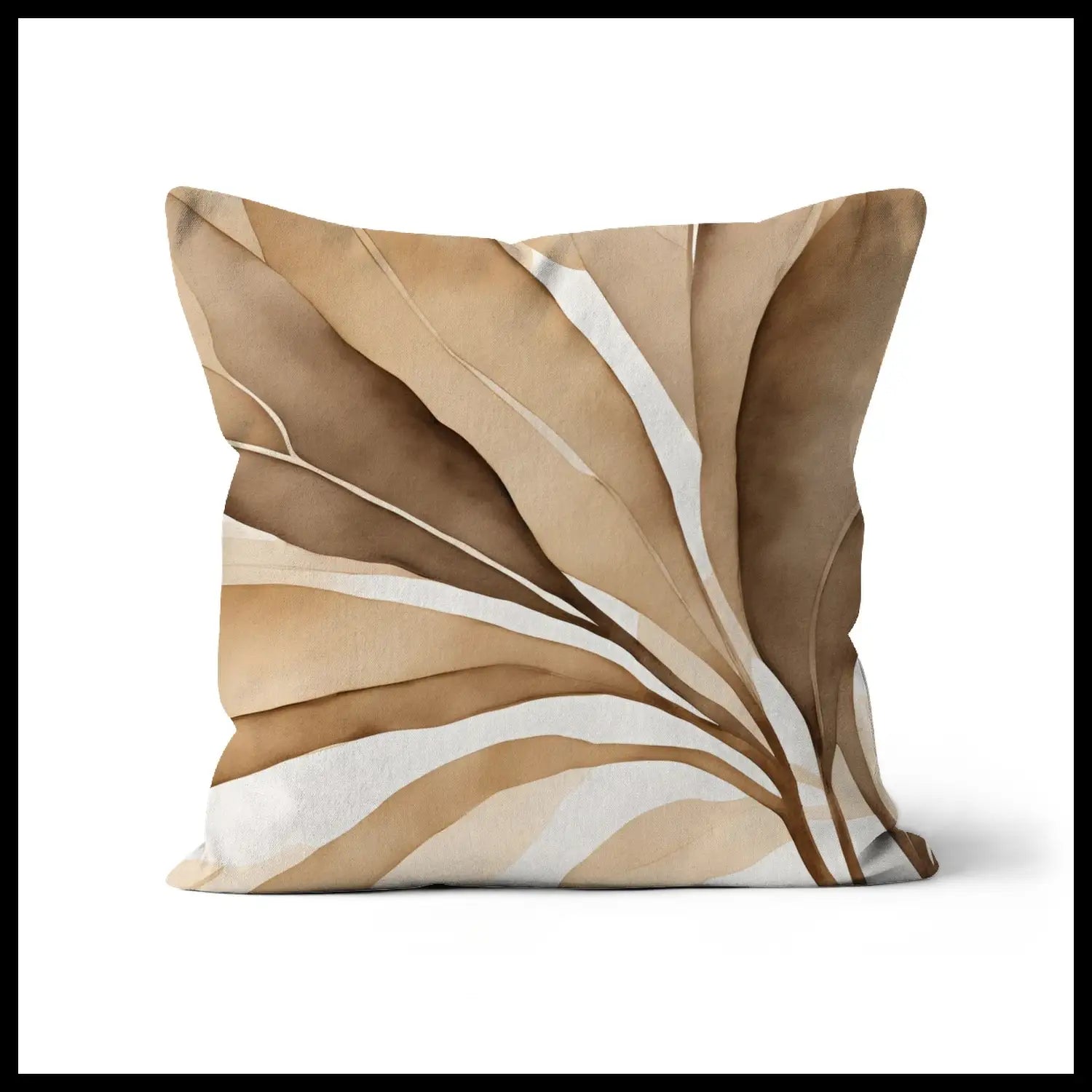Stillness Tan Throw Pillow - Handcrafted Floral Accent for Leather Sofas
