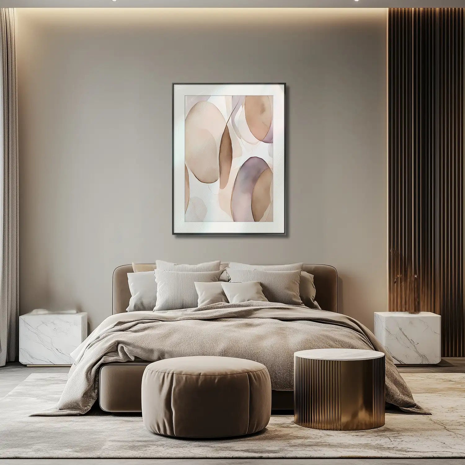 Elegancia discreta: obra de arte en beige y malva