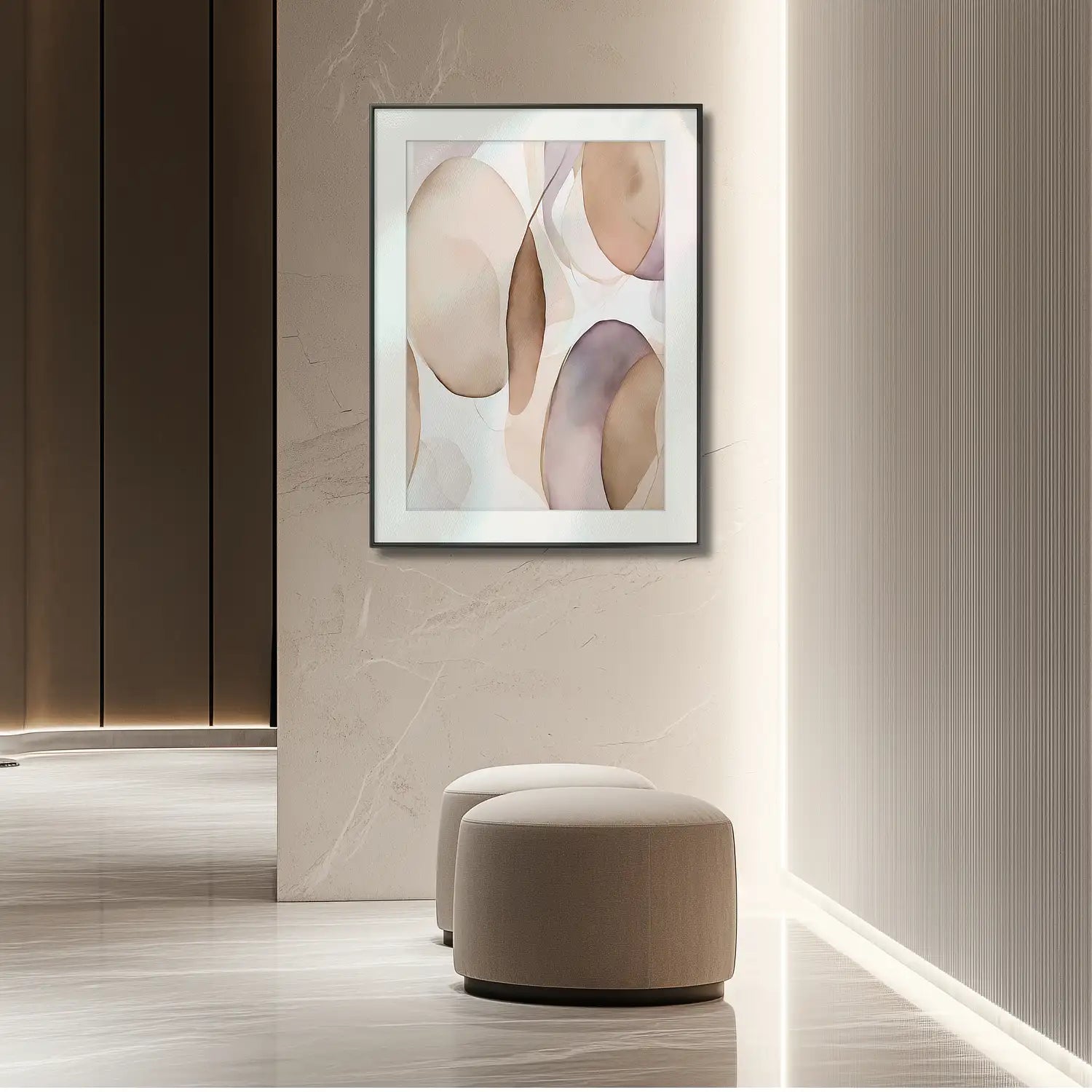 Elegancia discreta: obra de arte en beige y malva