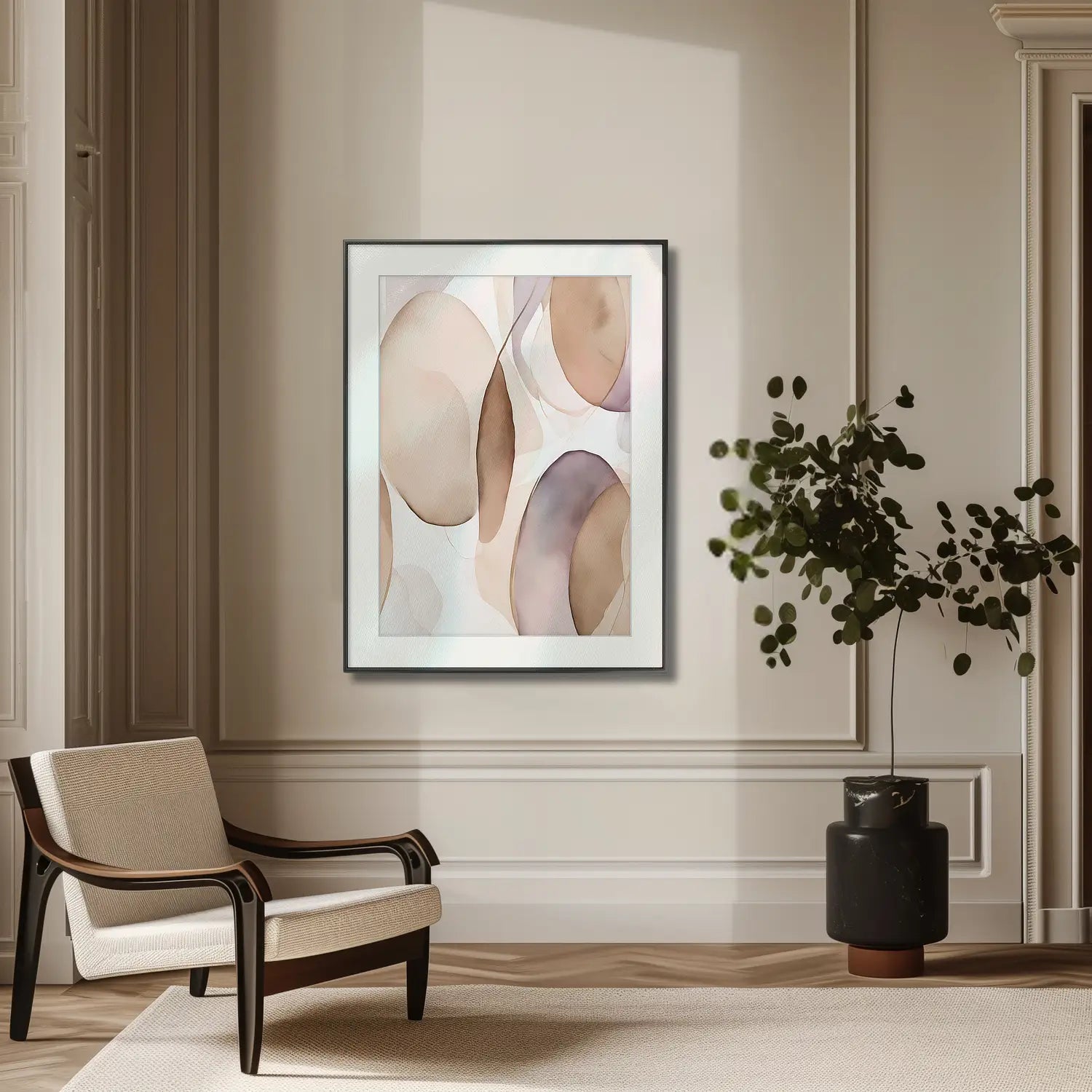 Elegancia discreta: obra de arte en beige y malva