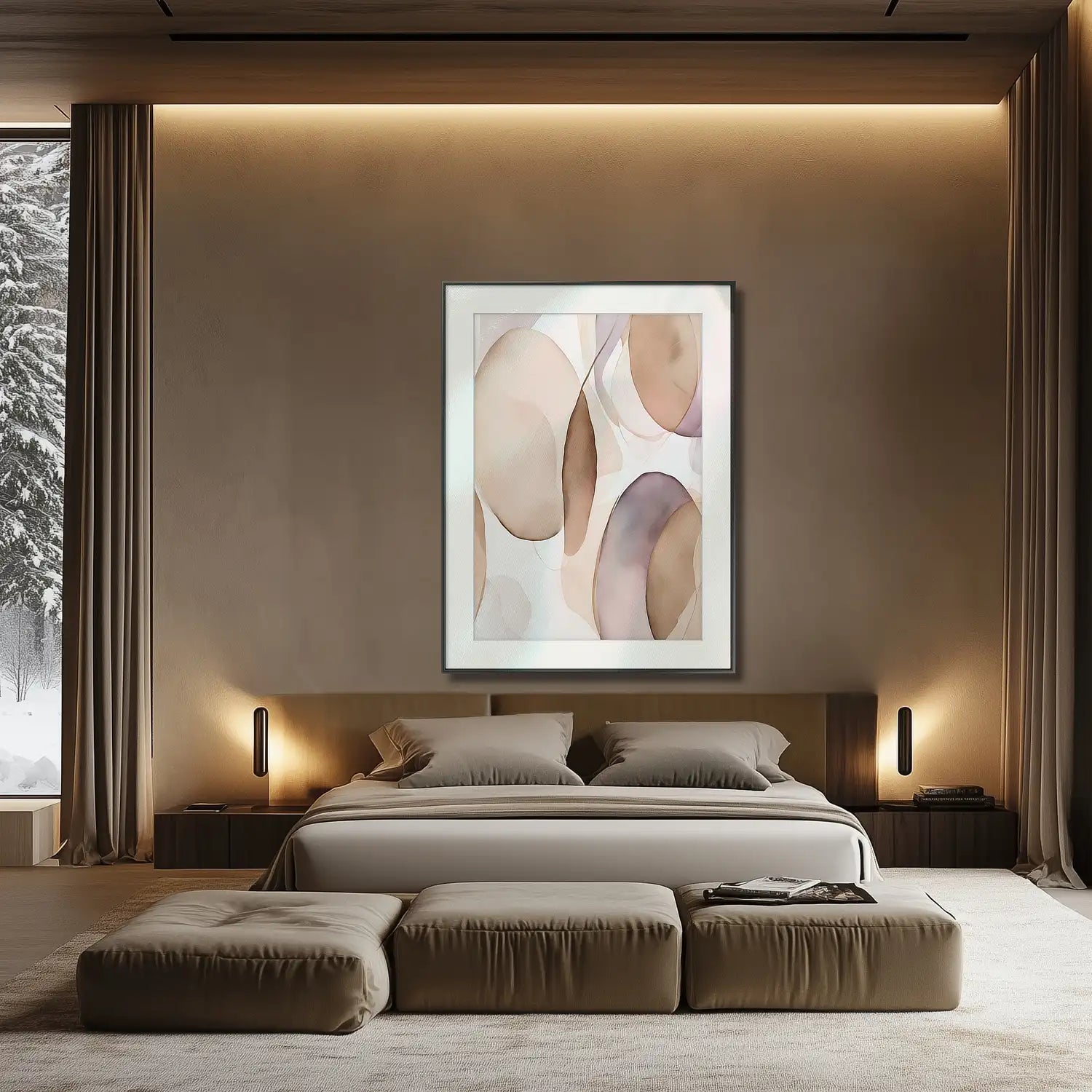 Elegancia discreta: obra de arte en beige y malva