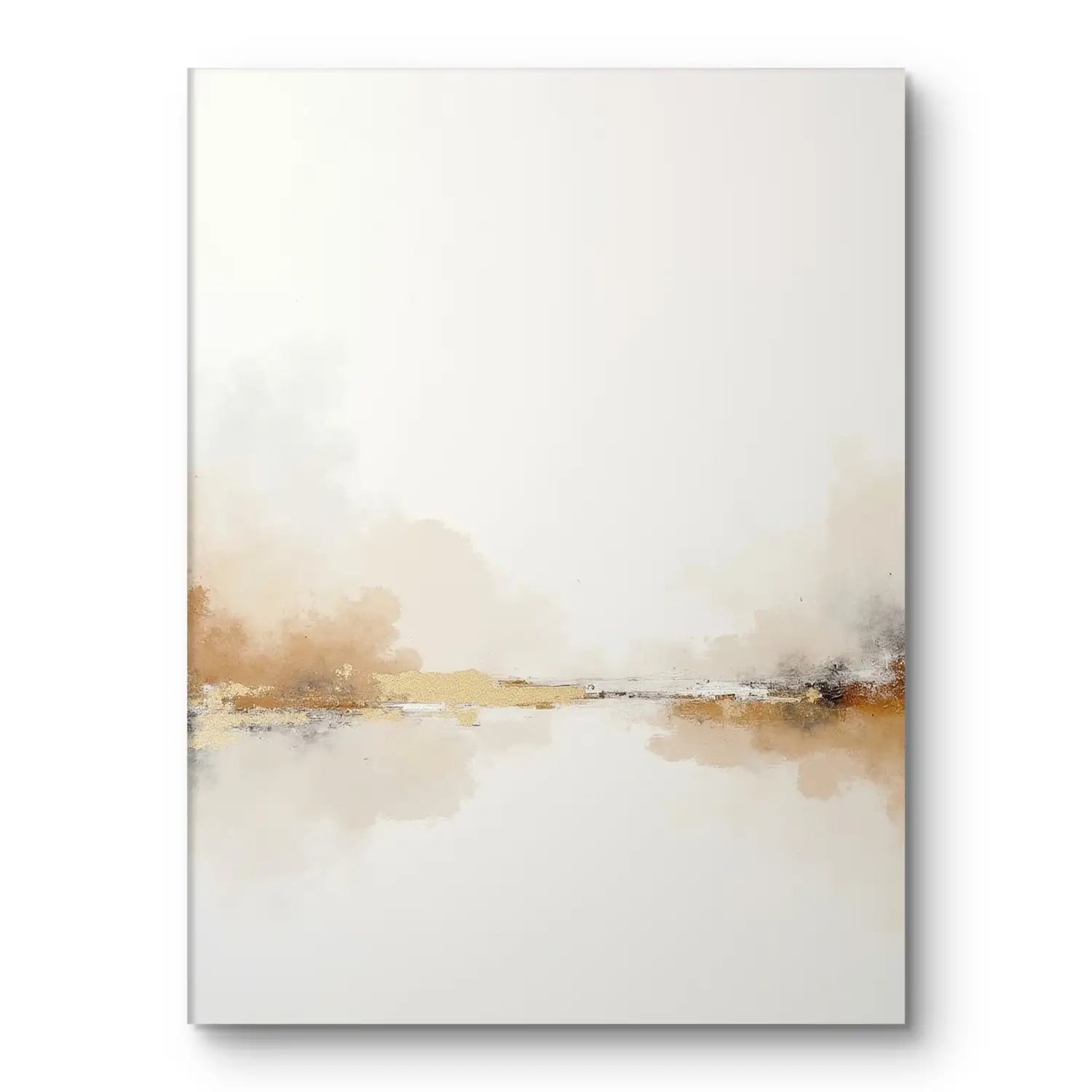 Silence - Minimalist abstract landscape in white and beige digital art