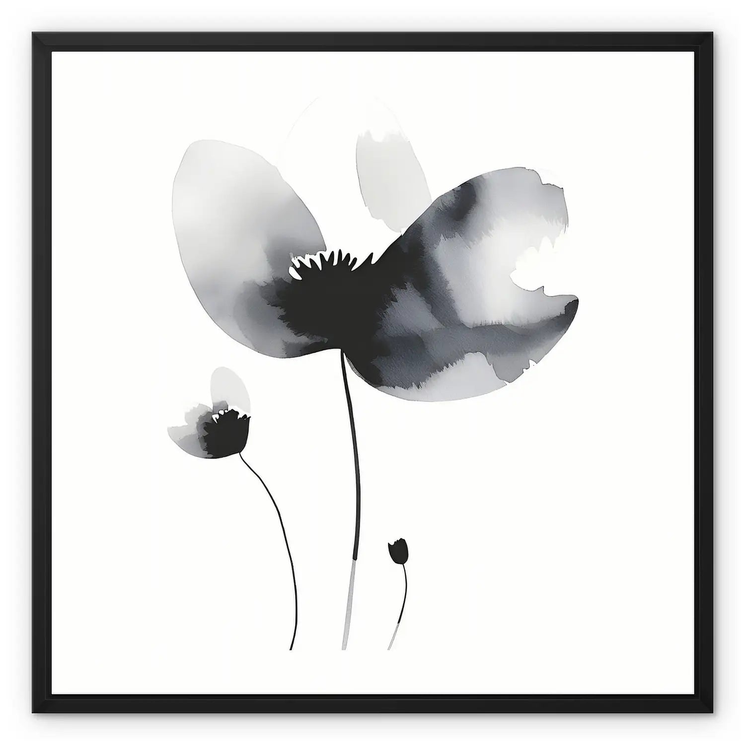 Zen - Black and white framed flower canvas art