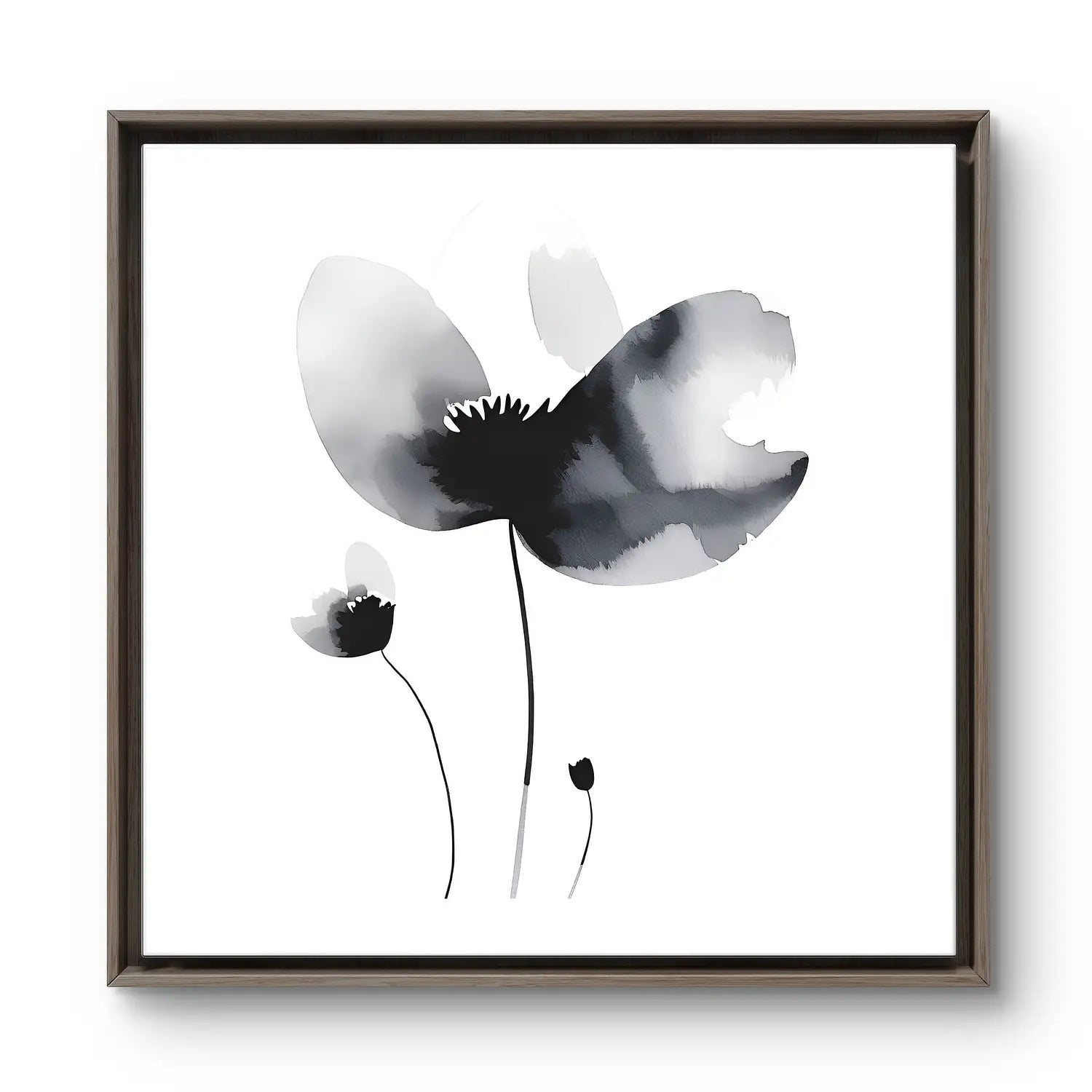 Zen - Black and white framed flower canvas art