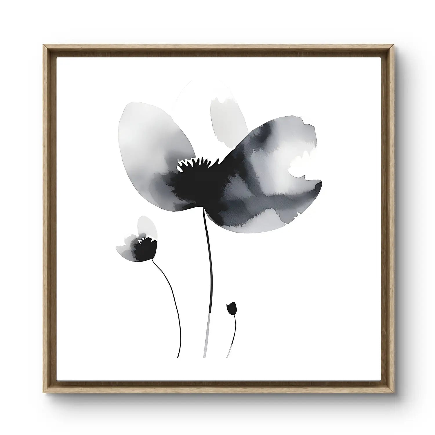 Zen - Black and white framed flower canvas art